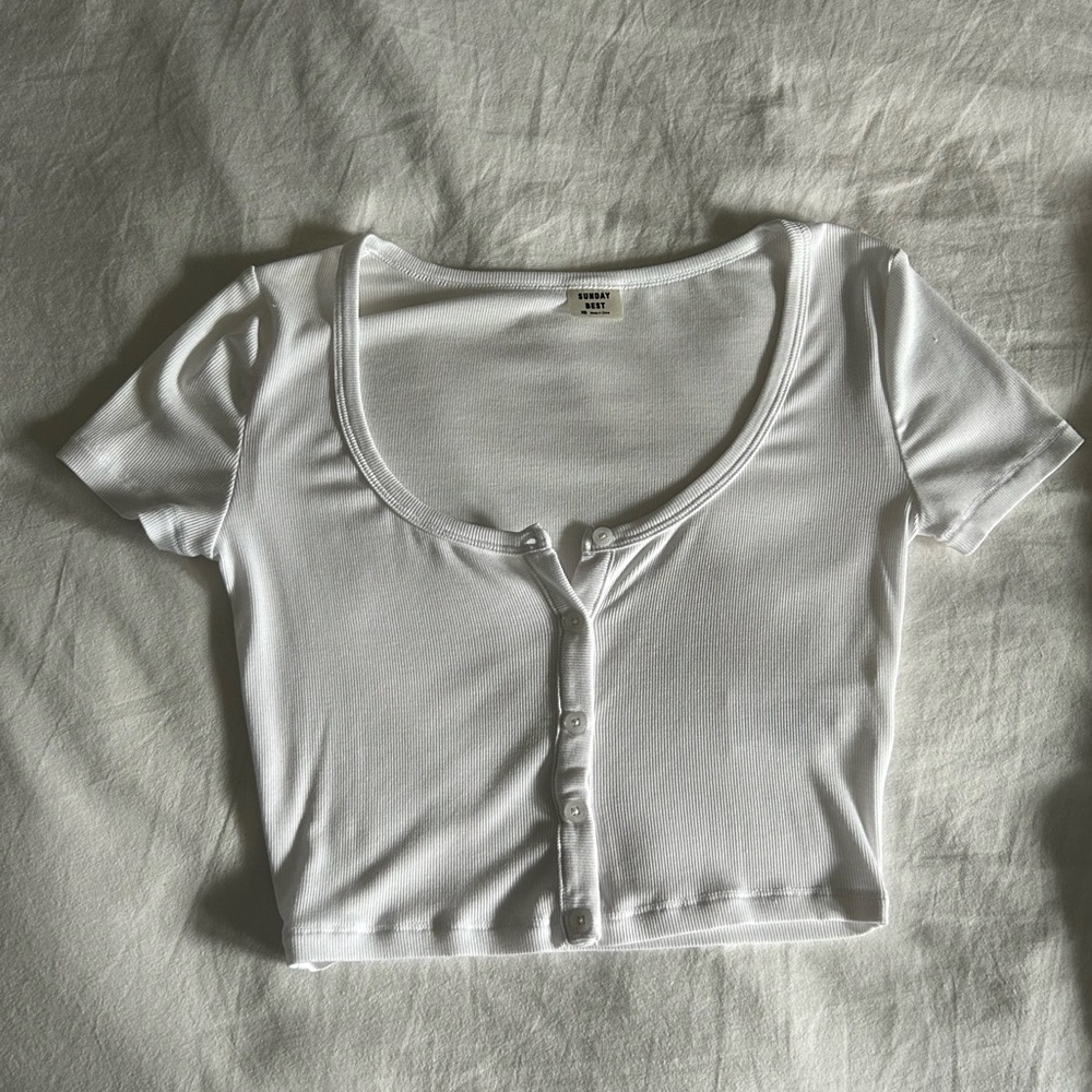 Sunday Best White Scoop Neck Crop Top
